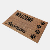 Welkom gepersonaliseerd - Paw Prints - Hondenliefh Deurmat (Schuin)