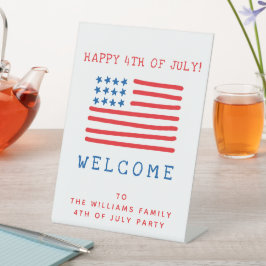 Welkom - Gepersonaliseerde 4 juli Feest Reclamebord Met Voetstuk