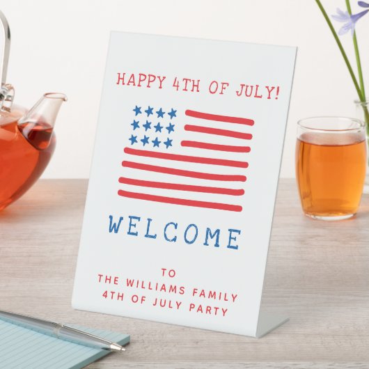 Welkom - Gepersonaliseerde 4 juli Feest Reclamebord Met Voetstuk (Insitu)
