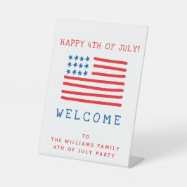 Welkom - Gepersonaliseerde 4 juli Feest Reclamebord Met Voetstuk