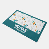 Welkom gepersonaliseerde familienaam Retro Starbur Deurmat (Schuin)