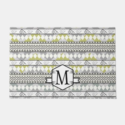 Welkom Gepersonaliseerde Monogram Aztec Chevron Deurmat (Voorkant)