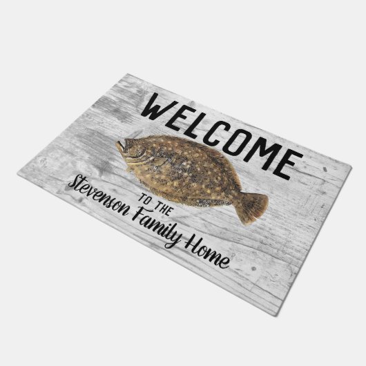 Welkom Gevist Flounder familienaam rustiek Deurmat (Schuin)