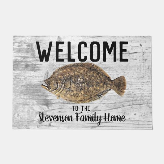 Welkom Gevist Flounder familienaam rustiek Deurmat (Voorkant)