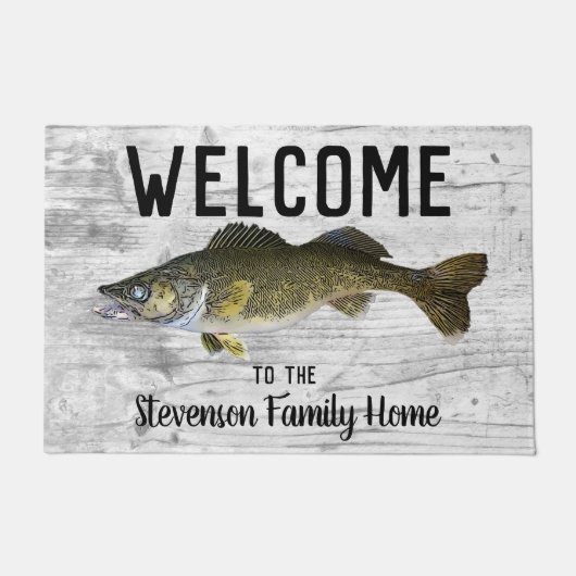 Welkom, Gevist thuisgebruik Walleye Familienaam Deurmat (Voorkant)