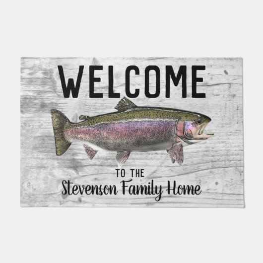 Welkom Gevist Thuiskatoen voor forel familienaam Deurmat (Voorkant)