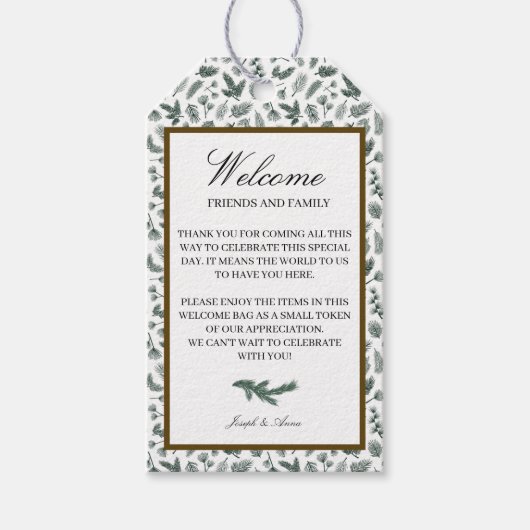 Welkom Gift Bag Label in Pine Cadeaulabel (Voorkant)