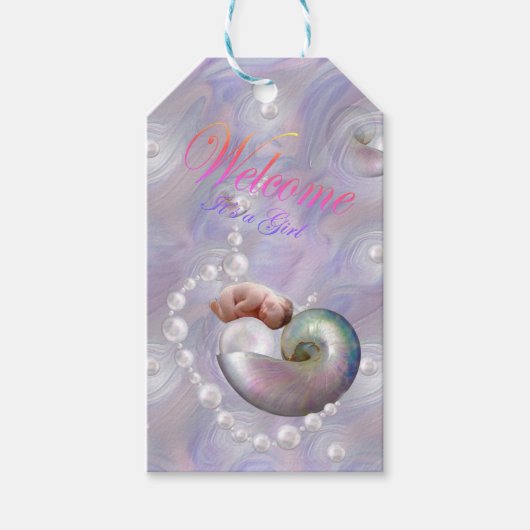 Welkom Girl Baby shower Gift Labels Cadeaulabel (Voorkant)