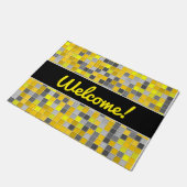 Welkom! + Gloed en grijs met zijkanten patroon Deurmat (Schuin)