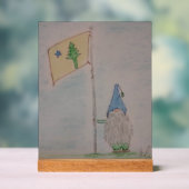 Welkom Gnome met de oude Maine-vlag Acryl Bord (Neutraal)