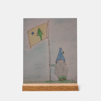 Welkom Gnome met de oude Maine-vlag Acryl Bord