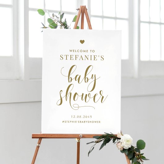 Welkom Gold Bold Script-Baby shower Poster
