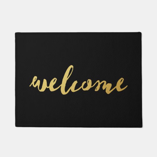 Welkom Gold en zwarte deurmat (Voorkant)