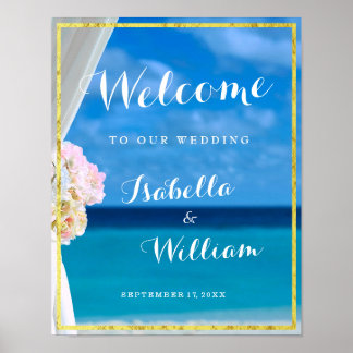 Welkom | Gold Ocean Beach Summer Weddenschap Poster