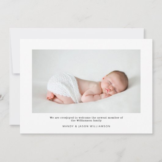 Welkom Gold Script Baby geboorte Stats & foto Aankondiging (Achterkant)