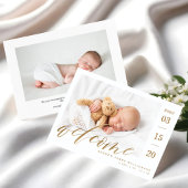 Welkom Gold Script Baby geboorte Stats & foto Aankondiging