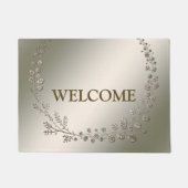 Welkom Golden Floral Leaves Wreath Elegant Rustic Deurmat (Voorkant)