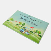 Welkom Golf Course Cart Familienaam Deurmat (Schuin)