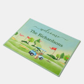 Welkom Golf Course Cart Familienaam Deurmat (Schuin)