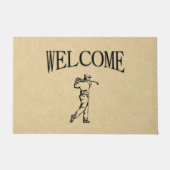 Welkom Golfer Sport Design Leather Deurmat (Voorkant)