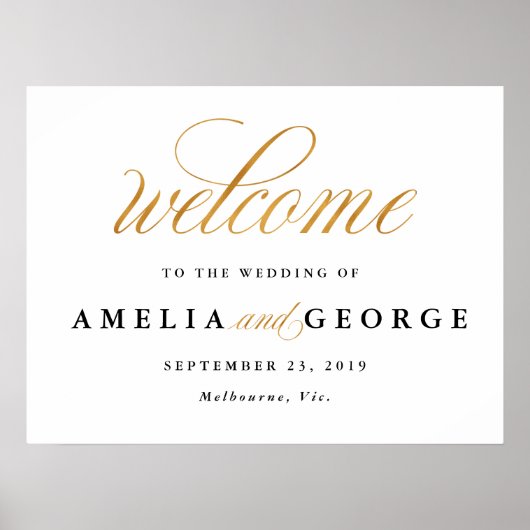 Welkom goudbruin voor bruiloft poster (Voorkant)