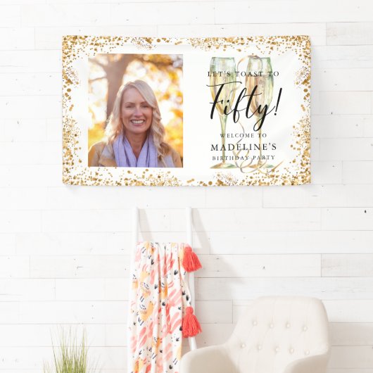 Welkom Gouden 50e Verjaardag Foto Banner (Insitu)