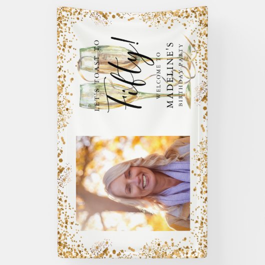 Welkom Gouden 50e Verjaardag Foto Banner (Verticaal)