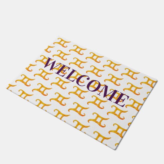 Welkom Gouden Gemini Astrologie teken Deurmat (Schuin)