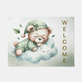 Welkom Green Boho Sleeping Teddy Bear Schattige Deurmat