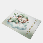 Welkom Green Boho Sleeping Teddy Bear Schattige Deurmat (Schuin)