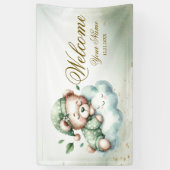 Welkom Green Boho Sleeping Teddy Bear Schattige fe Spandoek (Verticaal)