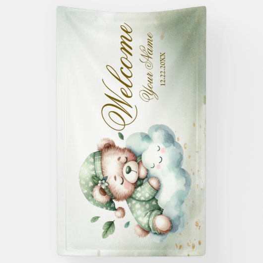 Welkom Green Boho Sleeping Teddy Bear Schattige fe Spandoek (Verticaal)