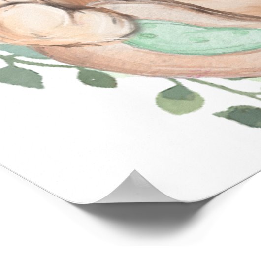 Welkom Greenery Beer Gold Baby shower Poster (Hoek)