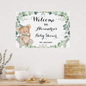 Welkom Greenery Beer Gold Baby shower Poster (Keuken)