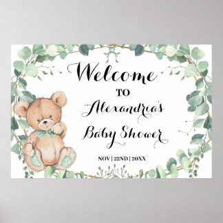 Welkom Greenery Beer Gold Baby shower Poster