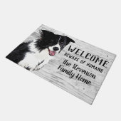 Welkom grens Collie Dog Animal Familienaam Home Deurmat (Schuin)