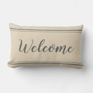 Welkom, grijs en beige Stripe Pillow Kussen