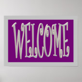 Welkom, grijs en paars design poster (Voorkant)