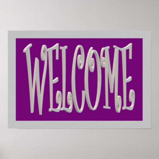 Welkom, grijs en paars design poster (Voorkant)