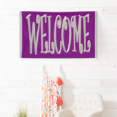 Welkom, grijs en paars design spandoek (Insitu)