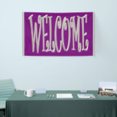 Welkom, grijs en paars design spandoek (Beurs)