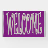 Welkom, grijs en paars design spandoek (Horizontaal)