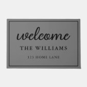 Welkom Grijze Familienaam Gepersonaliseerd Deurmat (Voorkant)