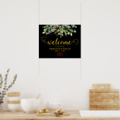 Welkom Groen Eucalyptus Foliage Huwelijk zwart Poster (Keuken)