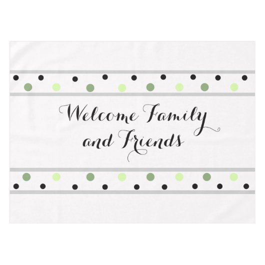 Welkom Groen Zwart Polka Dots Tafelkleed (Voorkant (Horizontaal))