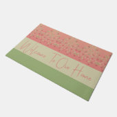 Welkom groene en rosy roze deurmat (Schuin)