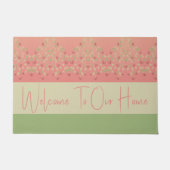 Welkom groene en rosy roze deurmat (Voorkant)