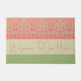 Welkom groene en rosy roze deurmat