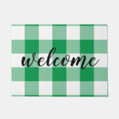 Welkom, groene en witte flatel deurmat (Voorkant)