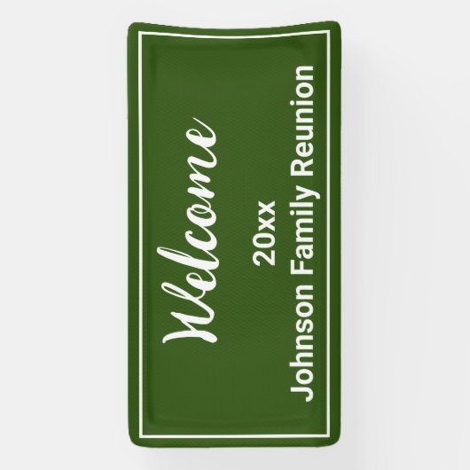 Welkom Groene en Witte Naam Familiereünie Spandoek (Verticaal)